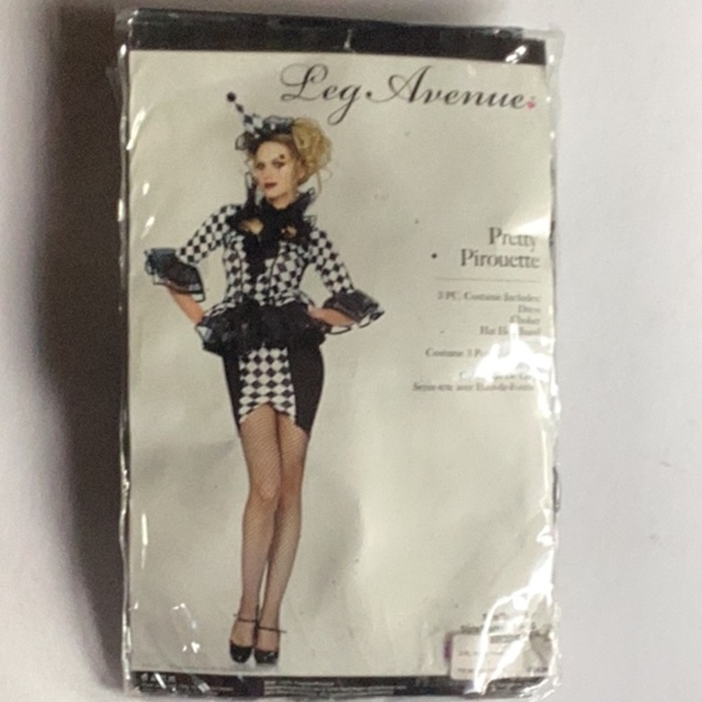 Leg Avenue Black and White Jester Halloween Costume NEW OLD STOCK. Sz Small
